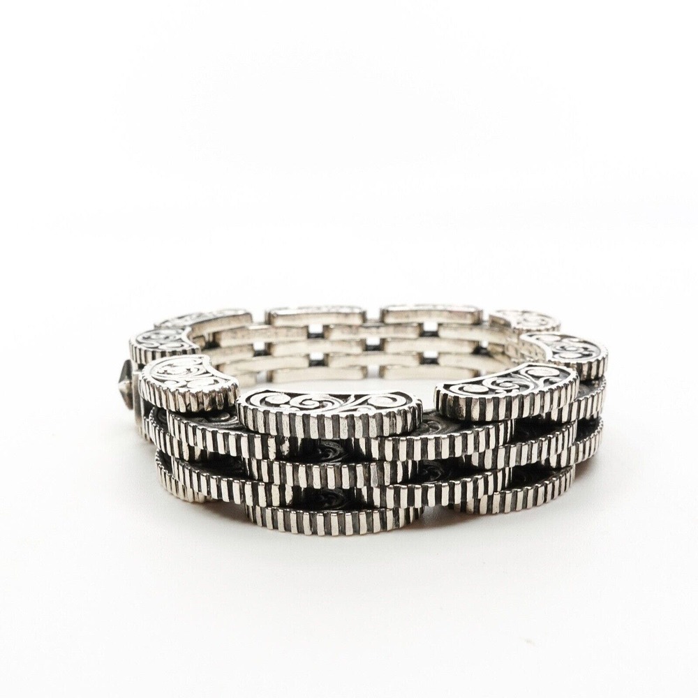 King Baby Studio Small 7 Row Rotor Link Bracelet Star Box Clasp Silver .925 - Picture 4 of 11